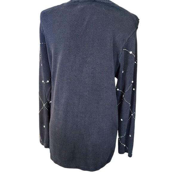 VINTAGE  B.P. Design Christmas Pointsettia Embroidered Sweater Size M - Picture 5 of 12